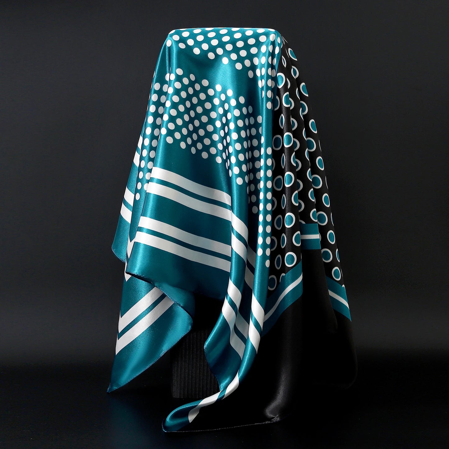 90*90cm Women Scarf Silk Feeling Hair Neck Square Brand Office bandanna muffler Waiter Flight Attendants Handkerchief Rings wrap