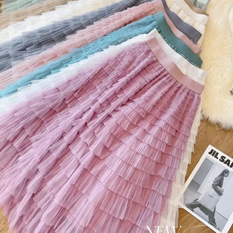 Fluffy Fairy Mesh Layered Ruffle Skirt