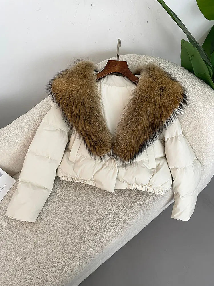 Premium Natural Fox Fur Down Coat
