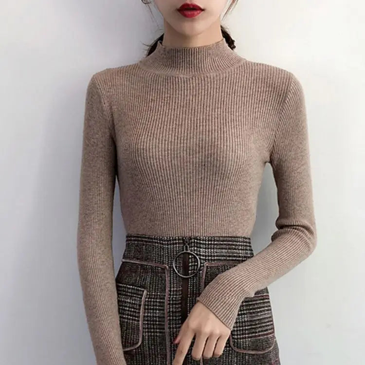 Premium Cotton-Blend Mock Neck Sweater