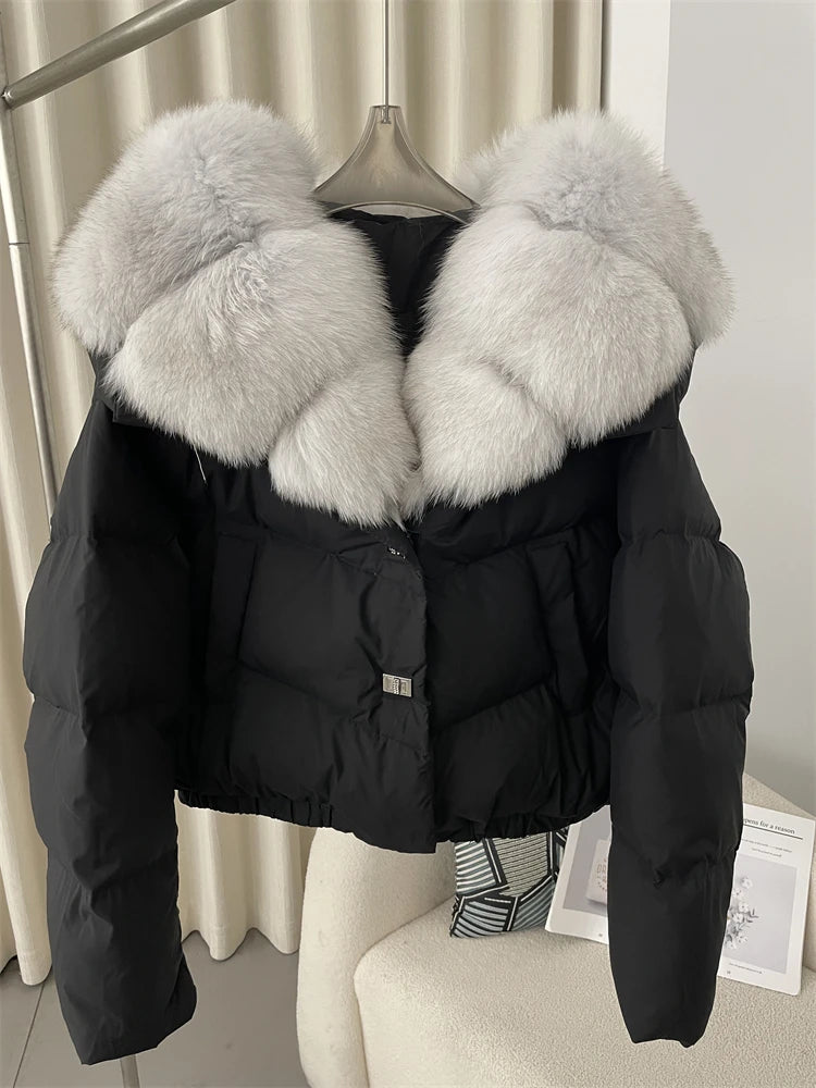 Premium Natural Fox Fur Down Coat