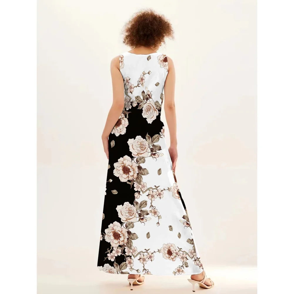 Floral Bohemian Maxi Dress with Pockets