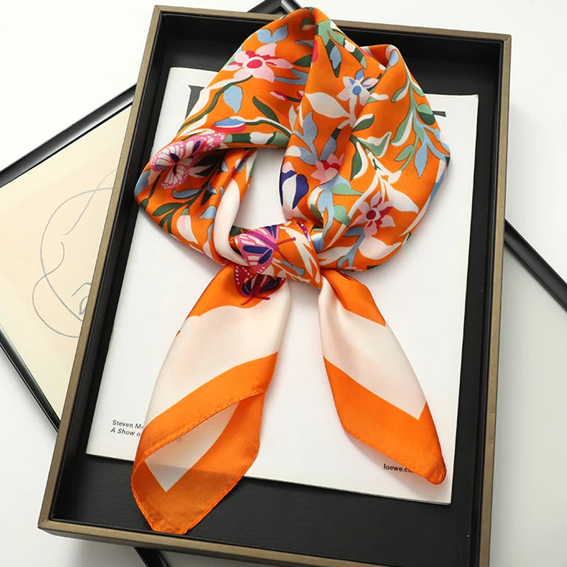 RUNMEIFA Luxury Silk Square Scarf