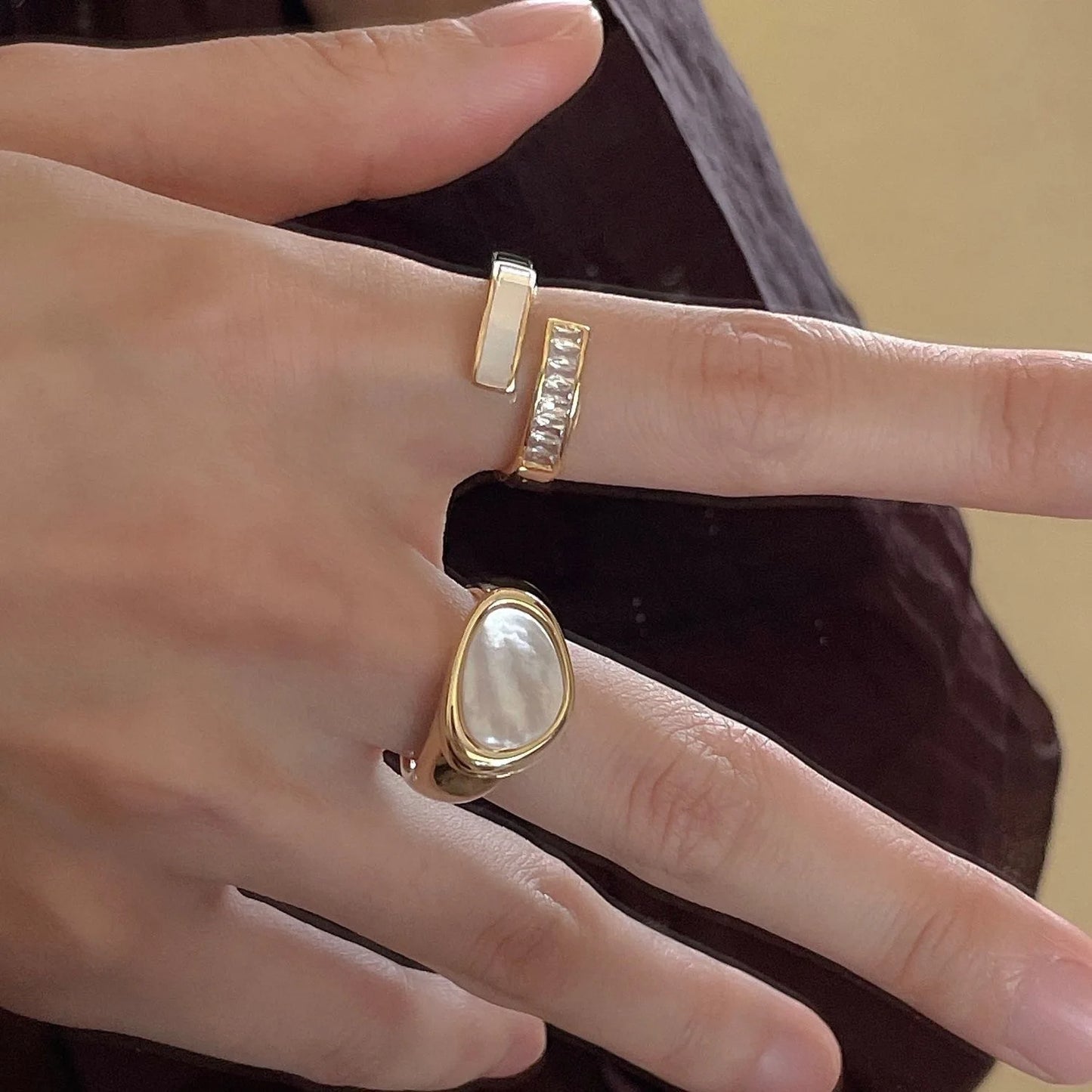 Vintage Gold Open Ring with Colorful Drip Glaze