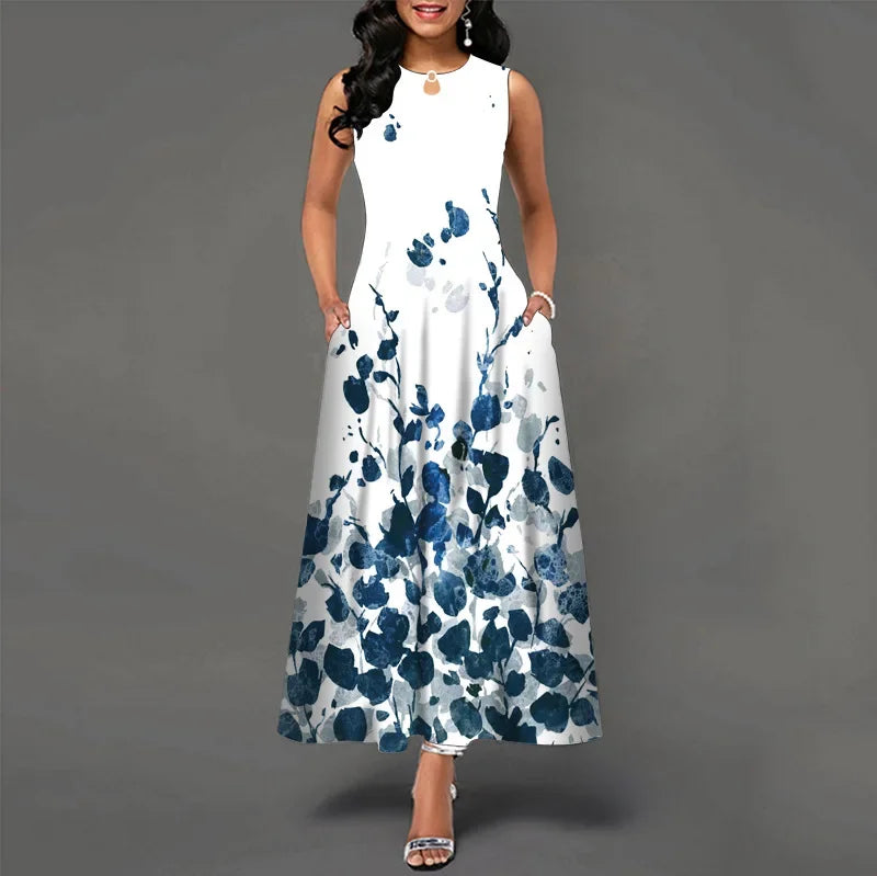 Floral Bohemian Maxi Dress with Pockets