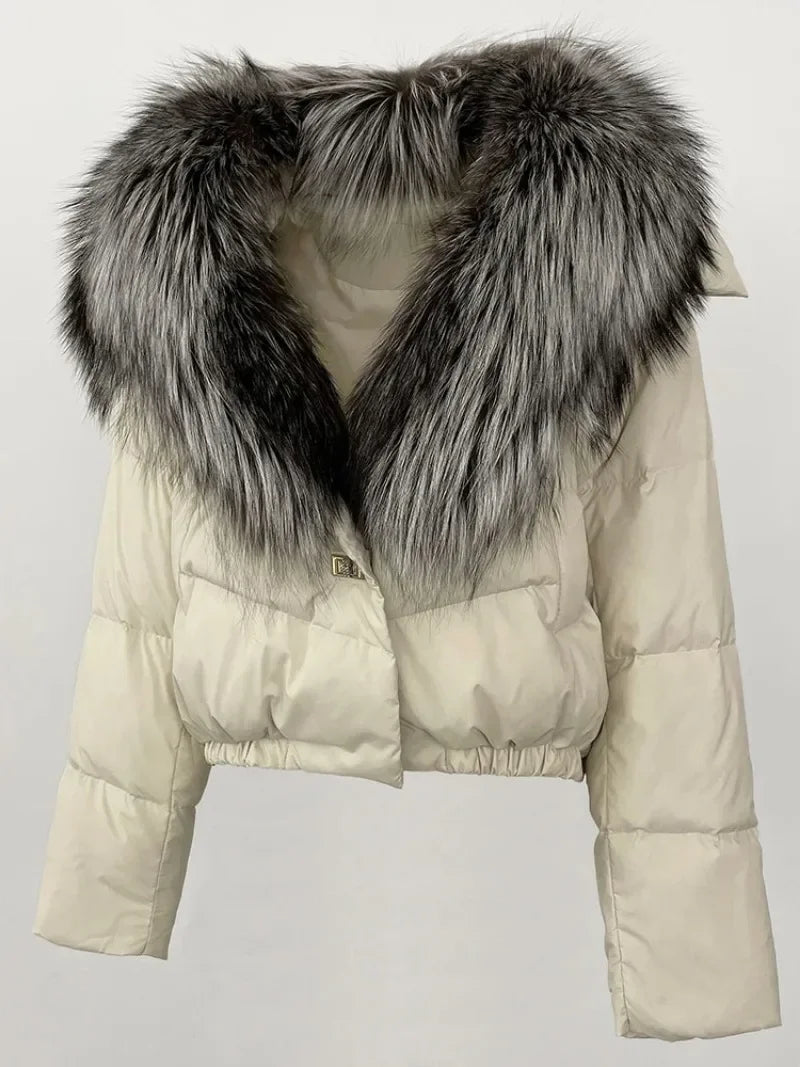 Premium Natural Fox Fur Down Coat