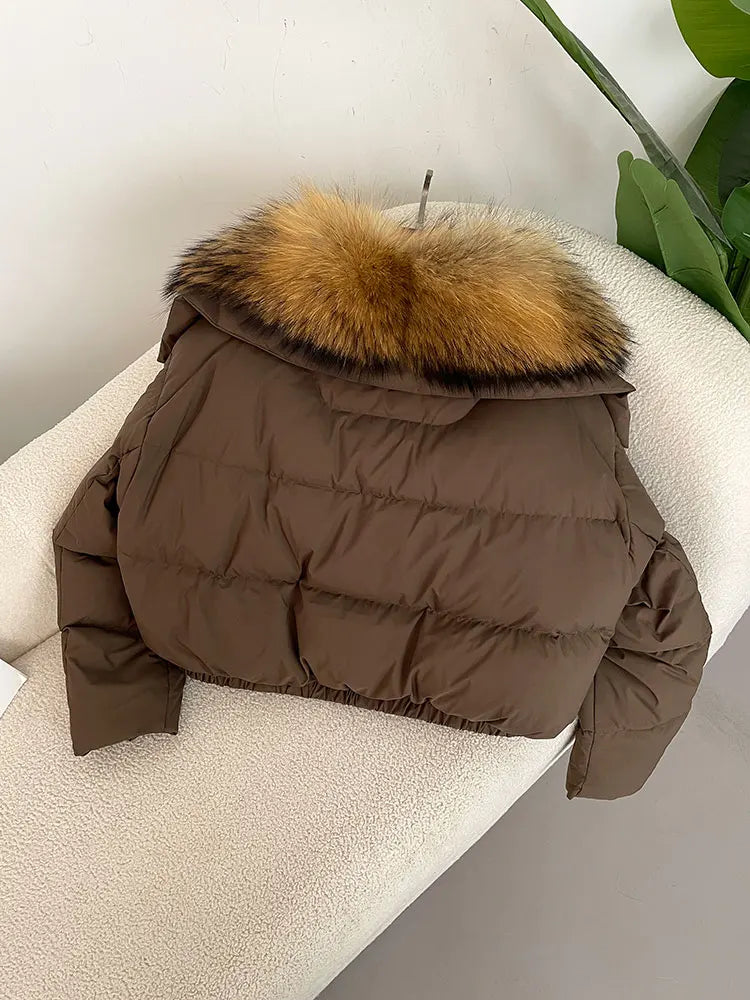 Premium Natural Fox Fur Down Coat