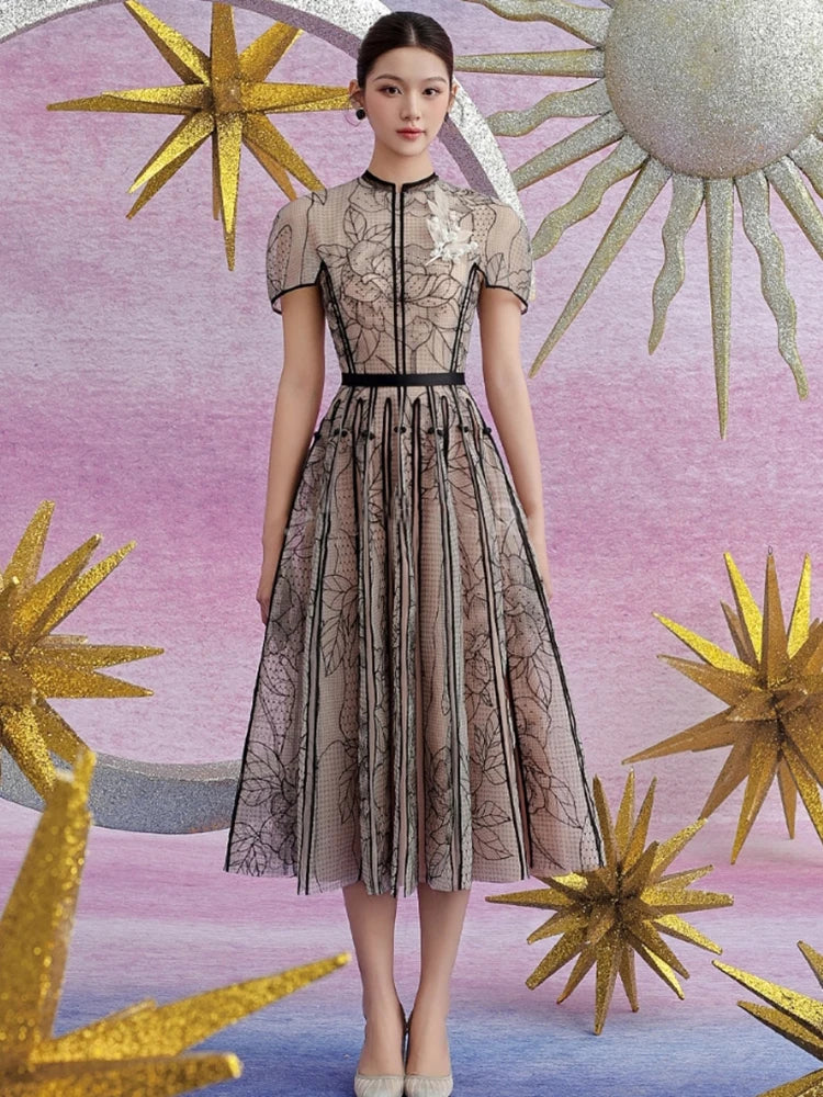 Elegant Tea-Length Summer Dress