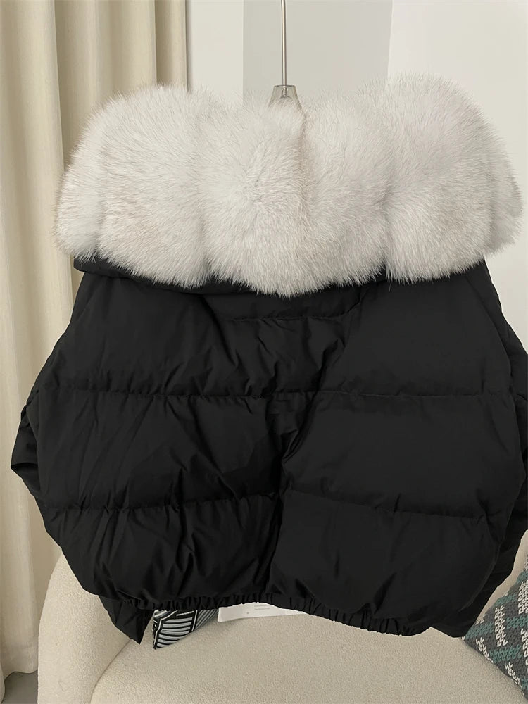 Premium Natural Fox Fur Down Coat
