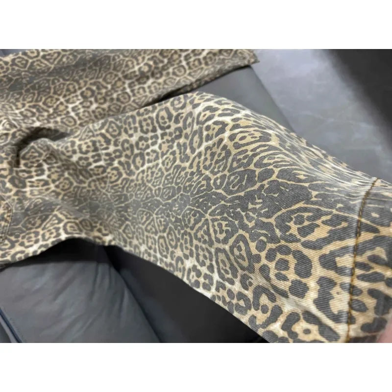 Y2K High-Waisted Leopard Print Big Jeans Pant
