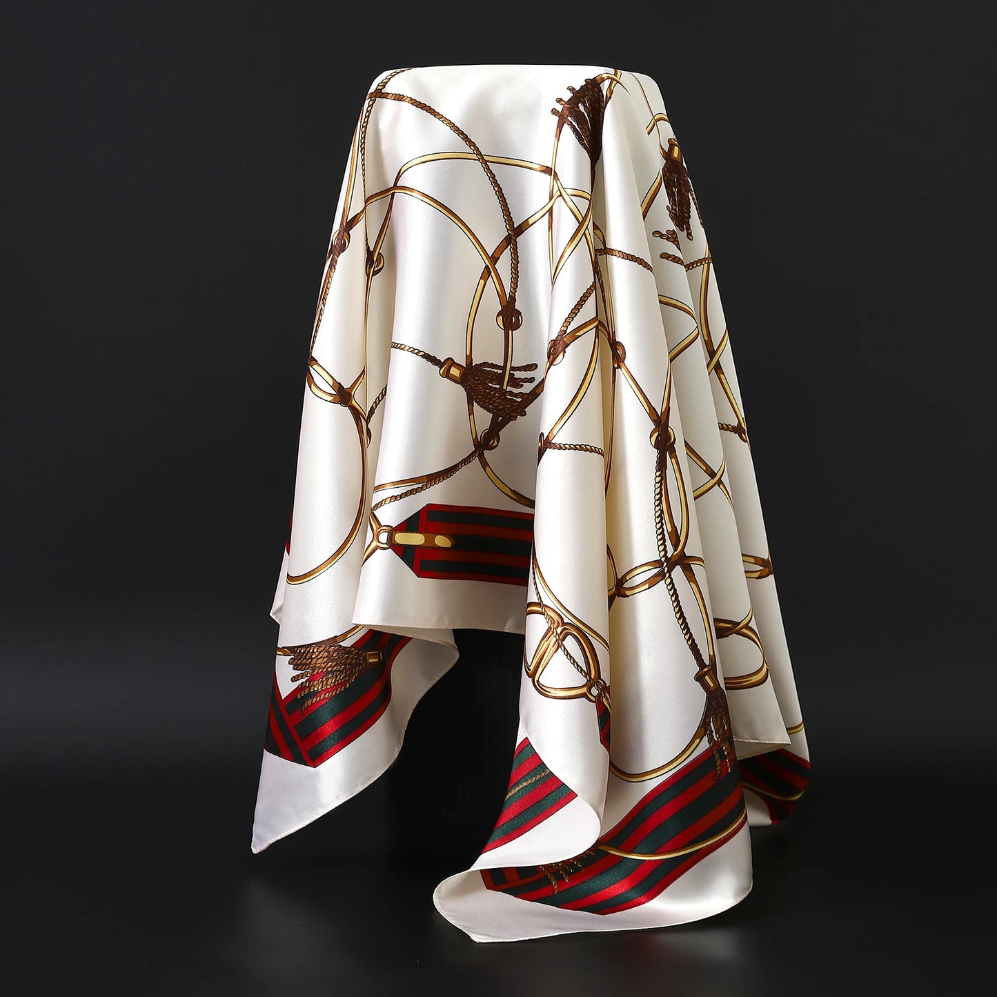 90*90cm Women Scarf Silk Feeling Hair Neck Square Brand Office bandanna muffler Waiter Flight Attendants Handkerchief Rings wrap