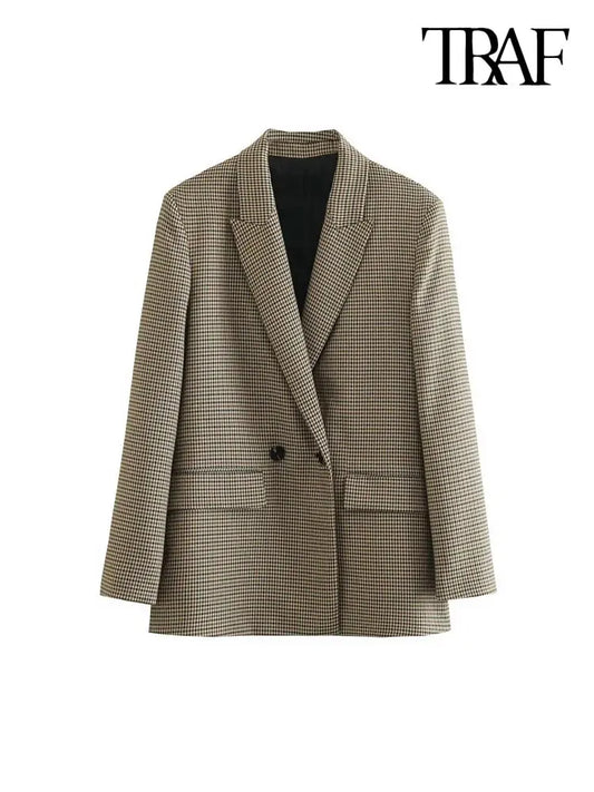 Classic Double Breasted Plaid Blazer