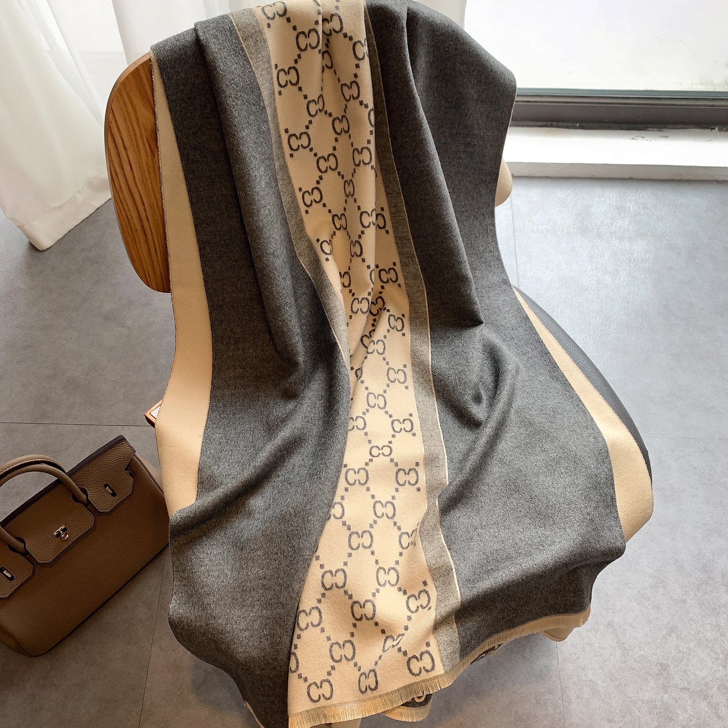 2023 New Winter Women's Scarf Luxury Design Double sided Cashmere Feel Scarf Warm Scarf Shawl
