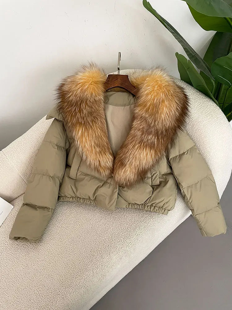 Premium Natural Fox Fur Down Coat