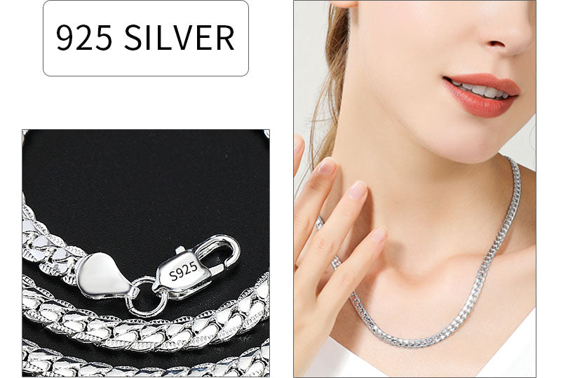 S925 Sterling Silver Cuban Link Chain Necklace