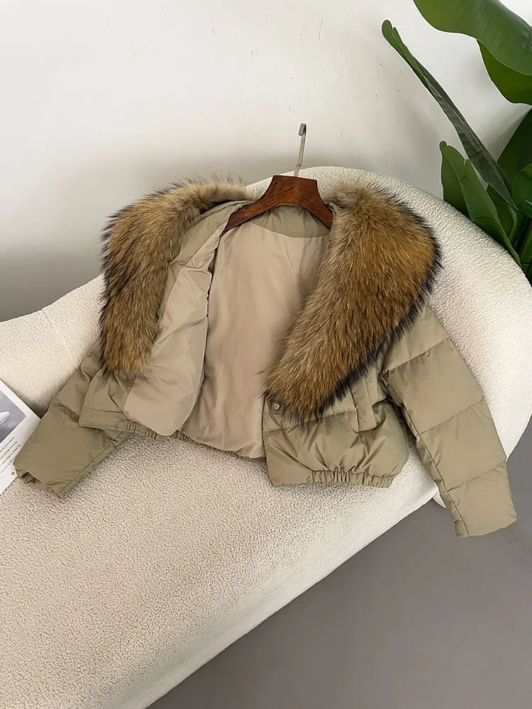 Premium Natural Fox Fur Down Coat