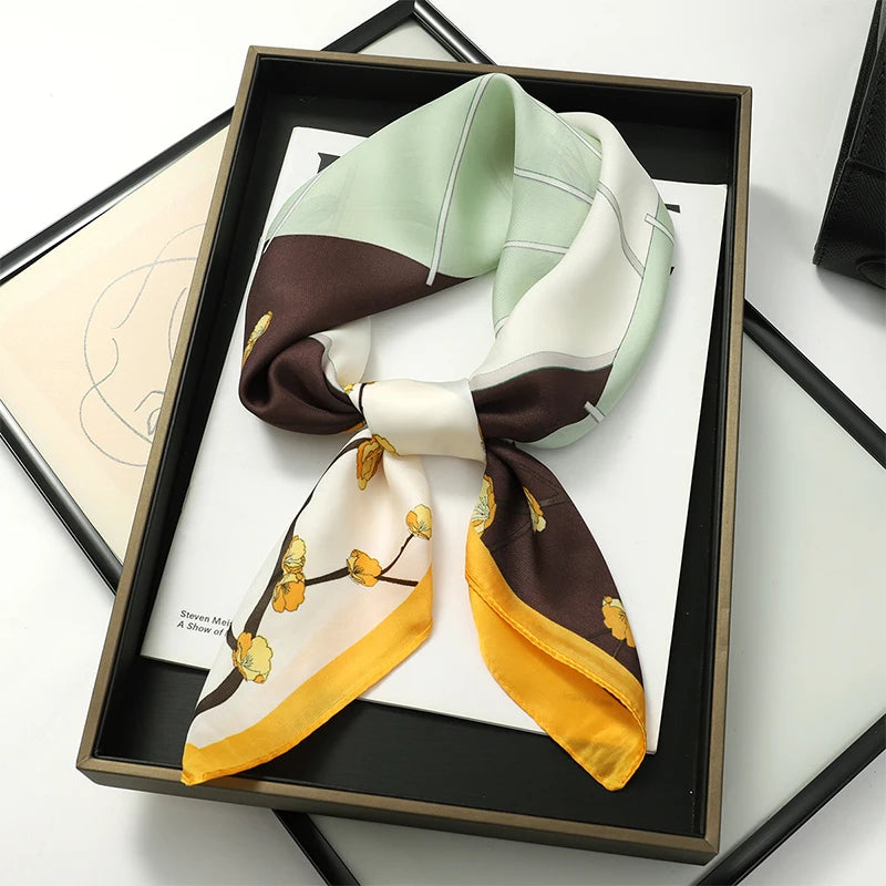 RUNMEIFA Luxury Silk Square Scarf