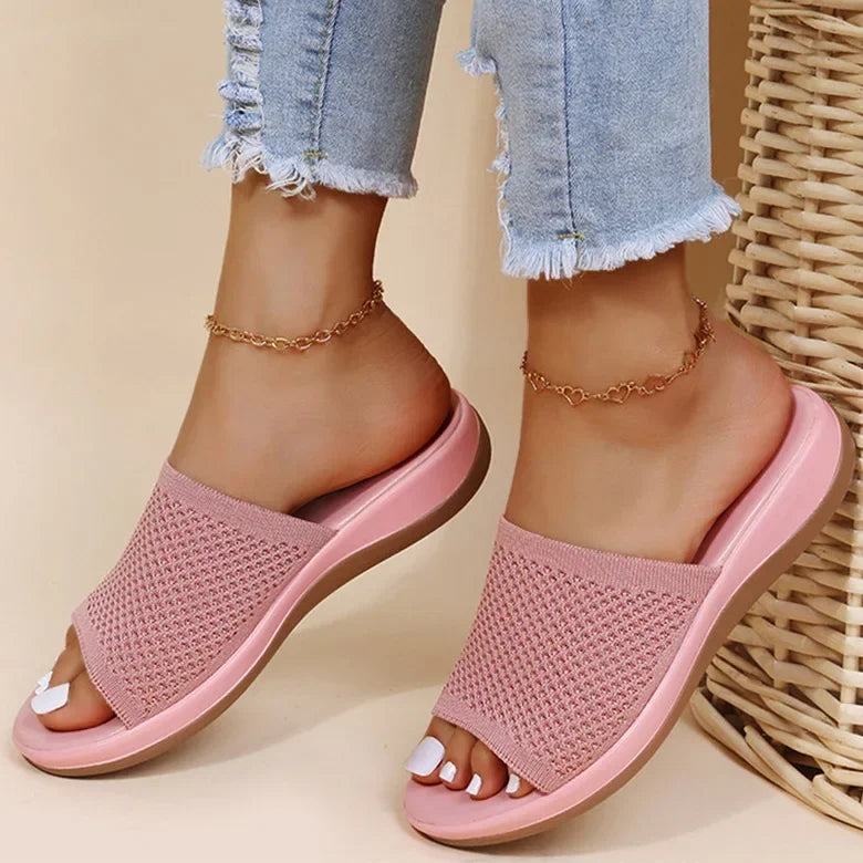 Women Sandals Soft Flat Sandals Zapatos Mujer Summer Sandals Women Stretch Fabric Summer Footwear Elegant Slippers Shoes Women