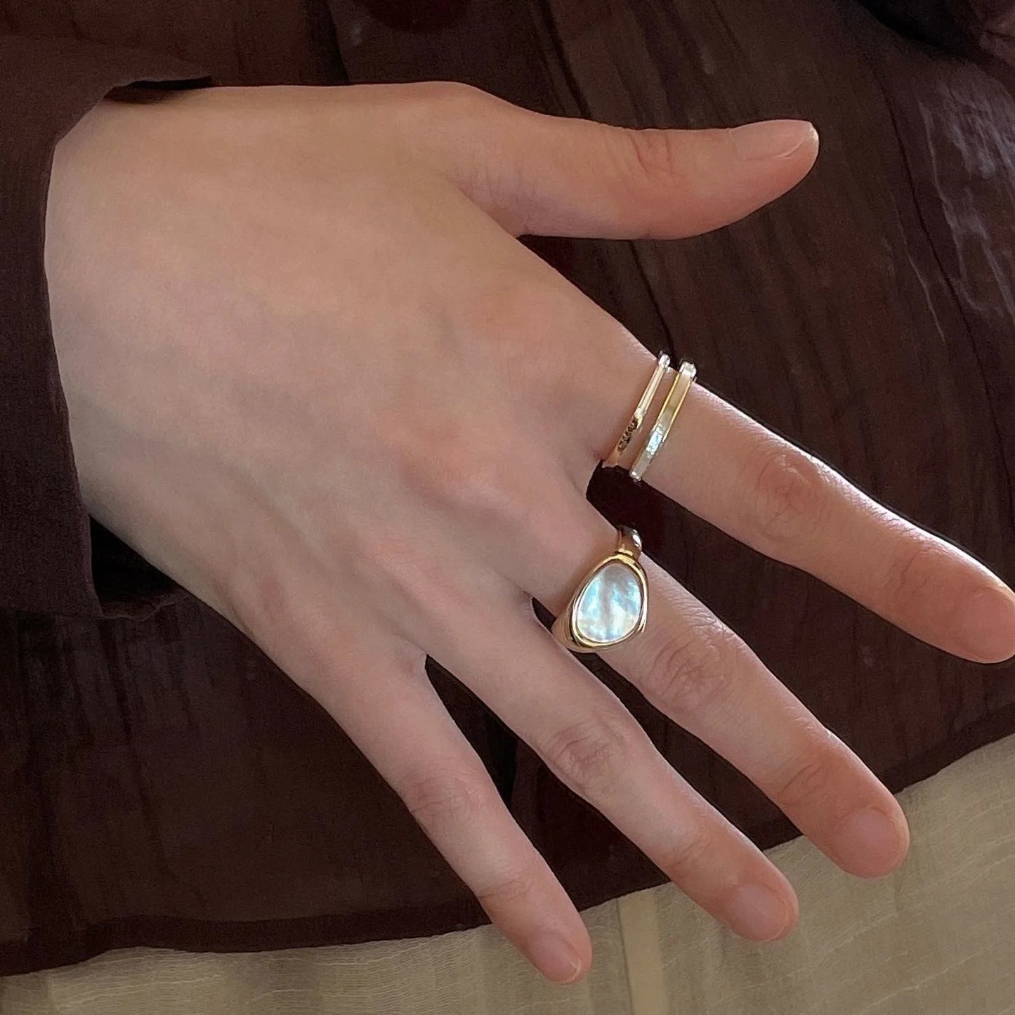 Vintage Gold Open Ring with Colorful Drip Glaze
