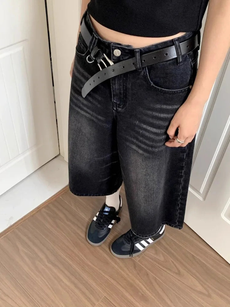 Y2K High-Waisted Black Denim Shorts