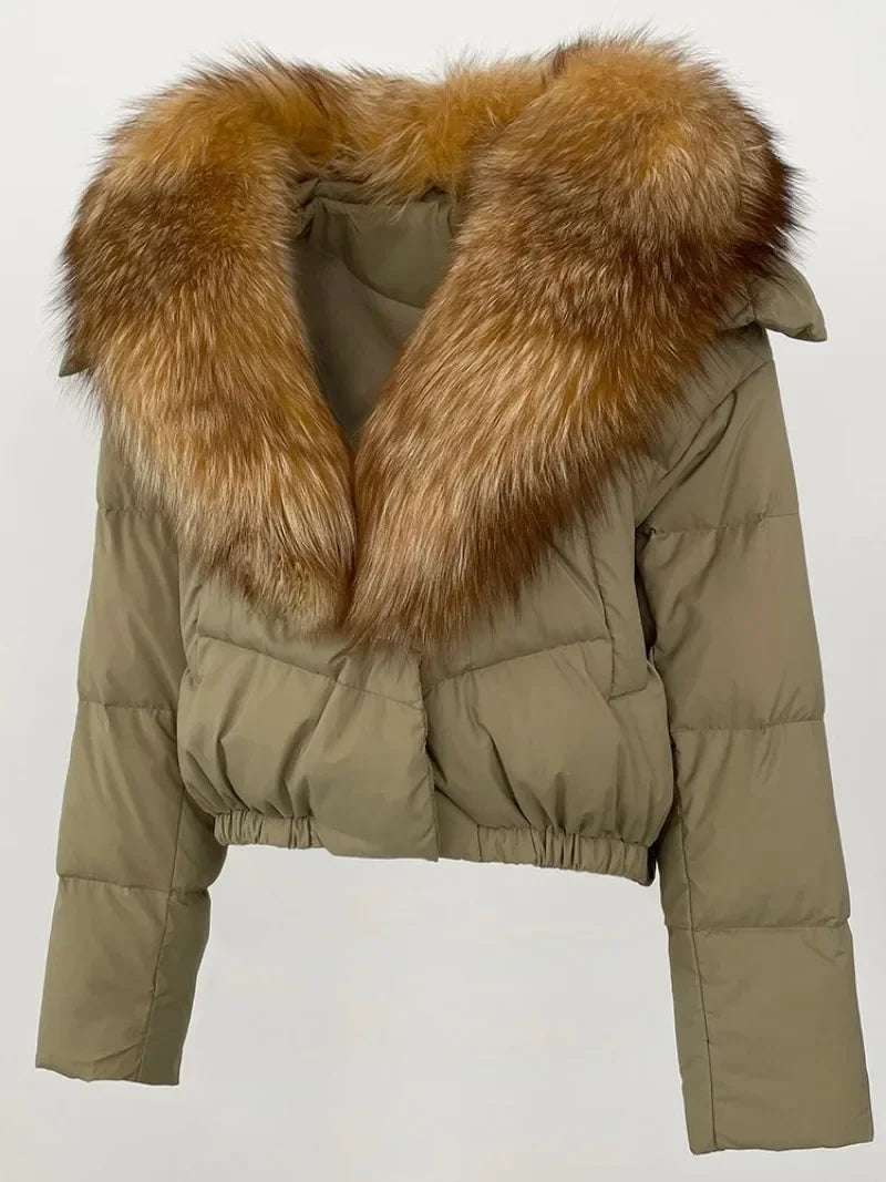 Premium Natural Fox Fur Down Coat