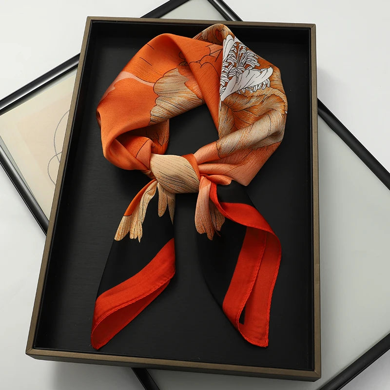 RUNMEIFA Luxury Silk Square Scarf