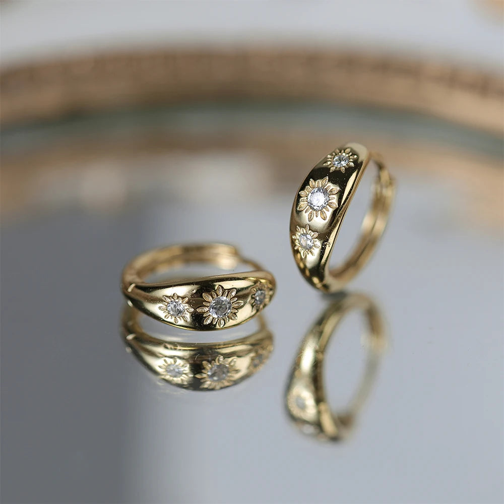 CANNER 925 Sterling Silver Star Anise Hoop Earrings