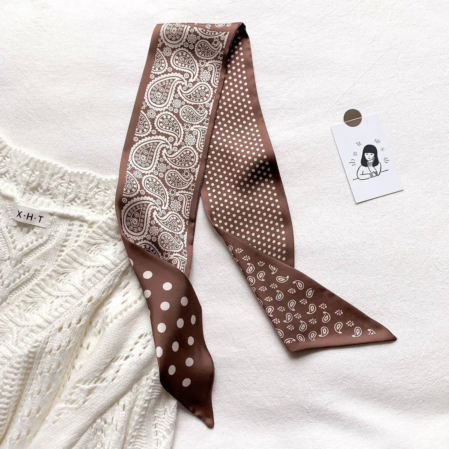 Luxury Silk-Feel Ribbon Scarf