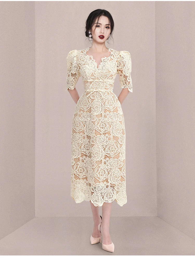 Elegant Fashion Slim Casual Lace Dress