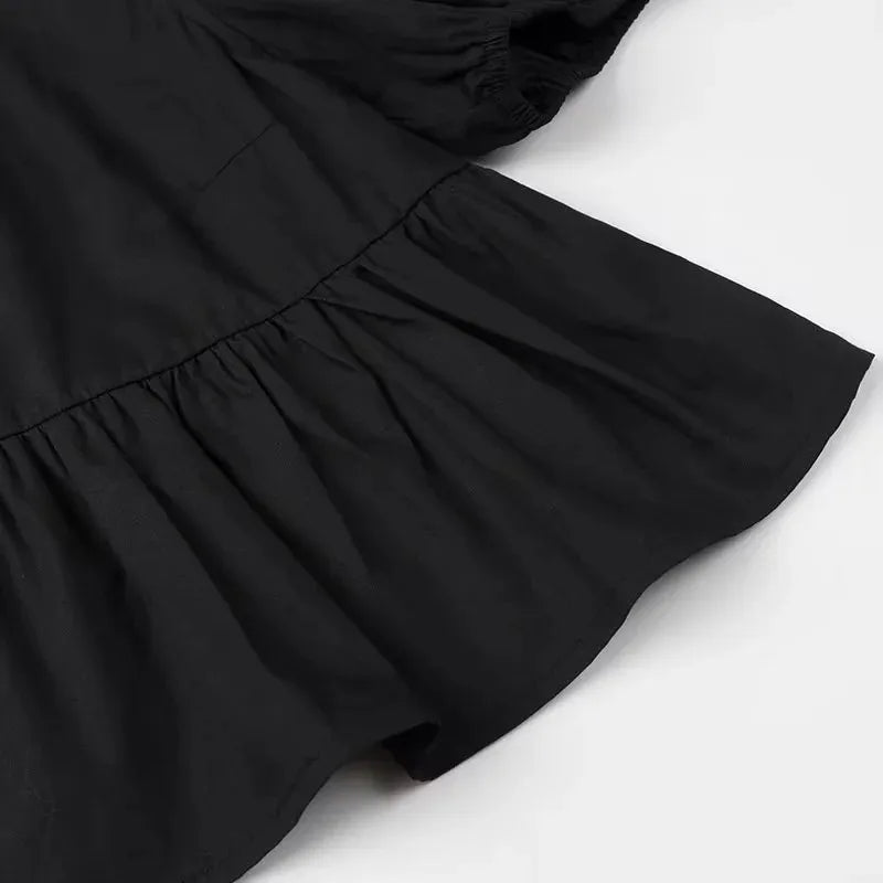 Ruffle Puff Sleeve Crop Top