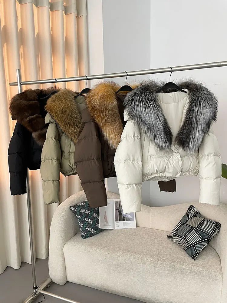 Premium Natural Fox Fur Down Coat