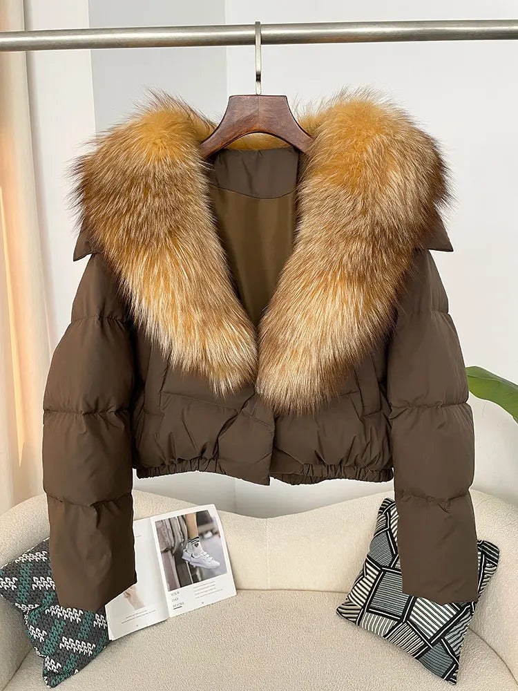Premium Natural Fox Fur Down Coat