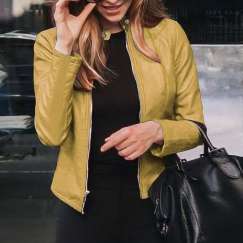 Women's Classic Slim Fit Faux Leather Motorcycle Jacket
