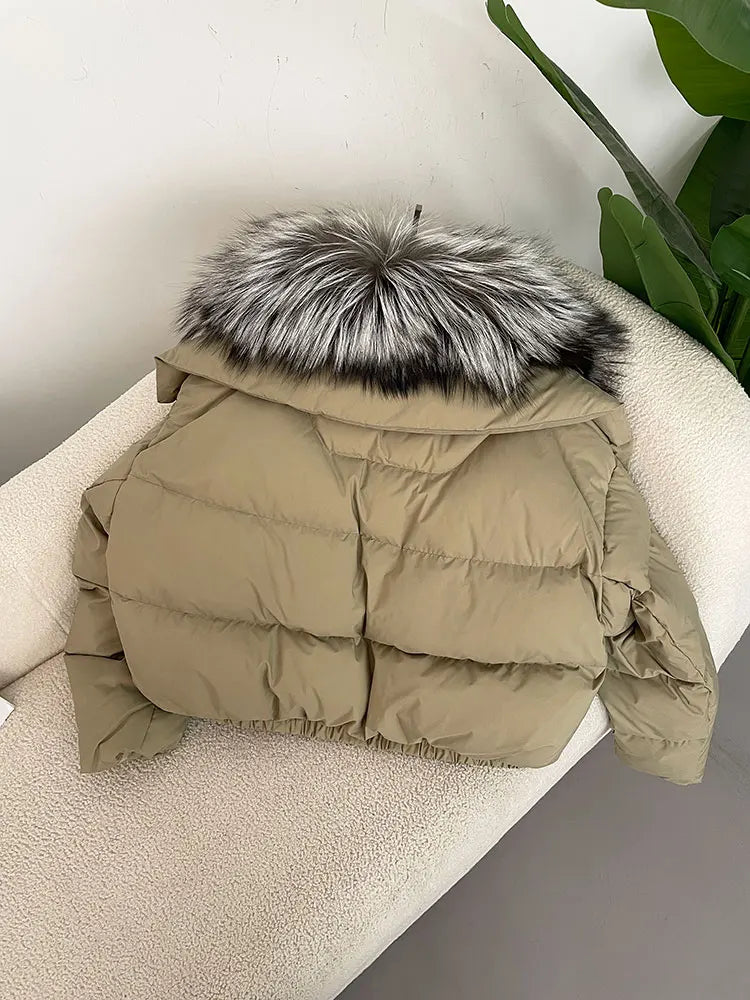 Premium Natural Fox Fur Down Coat