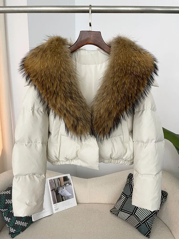 Premium Natural Fox Fur Down Coat