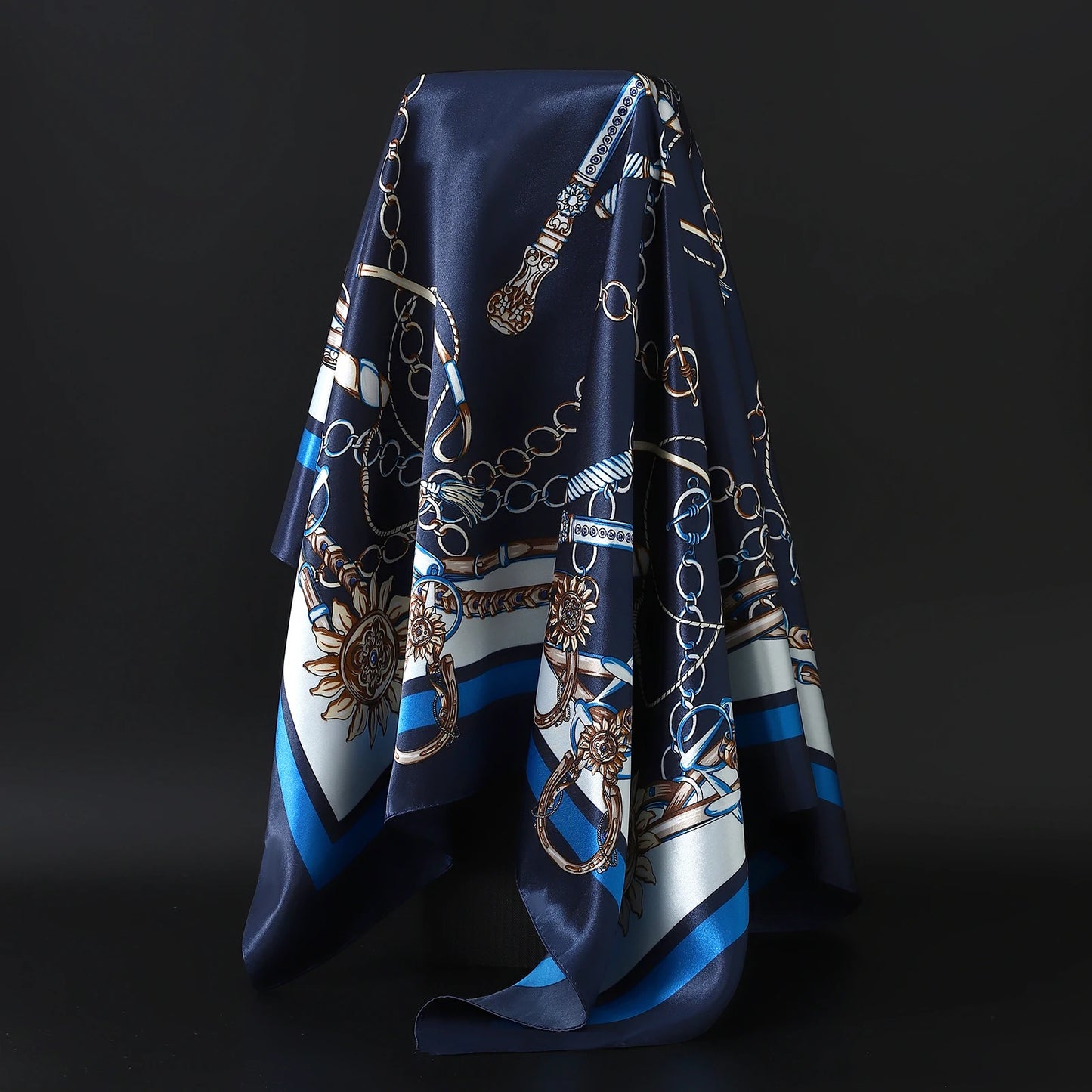 90*90cm Women Scarf Silk Feeling Hair Neck Square Brand Office bandanna muffler Waiter Flight Attendants Handkerchief Rings wrap