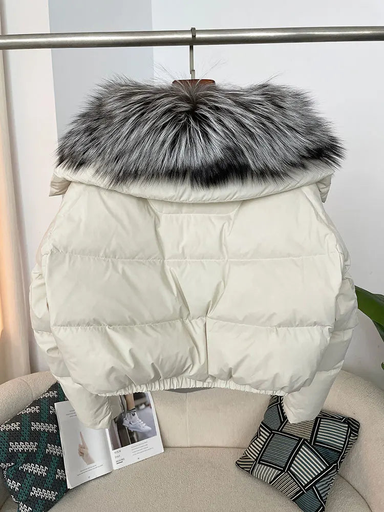 Premium Natural Fox Fur Down Coat