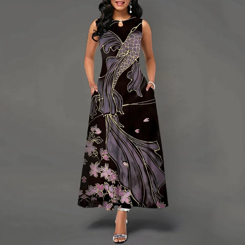 Floral Bohemian Maxi Dress with Pockets