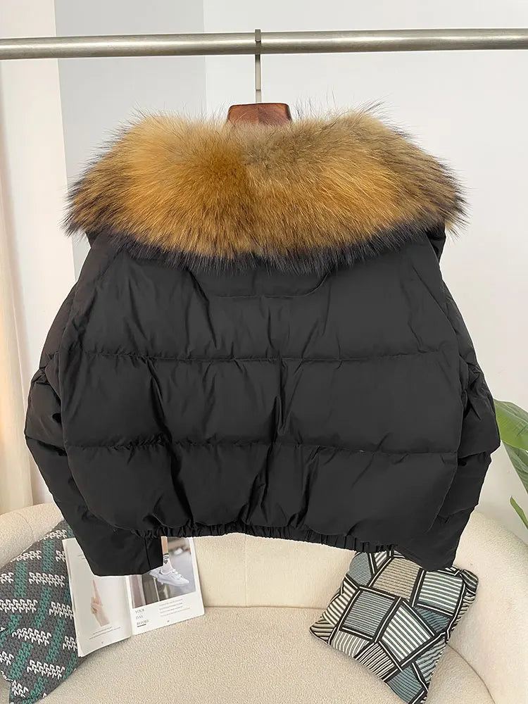 Premium Natural Fox Fur Down Coat