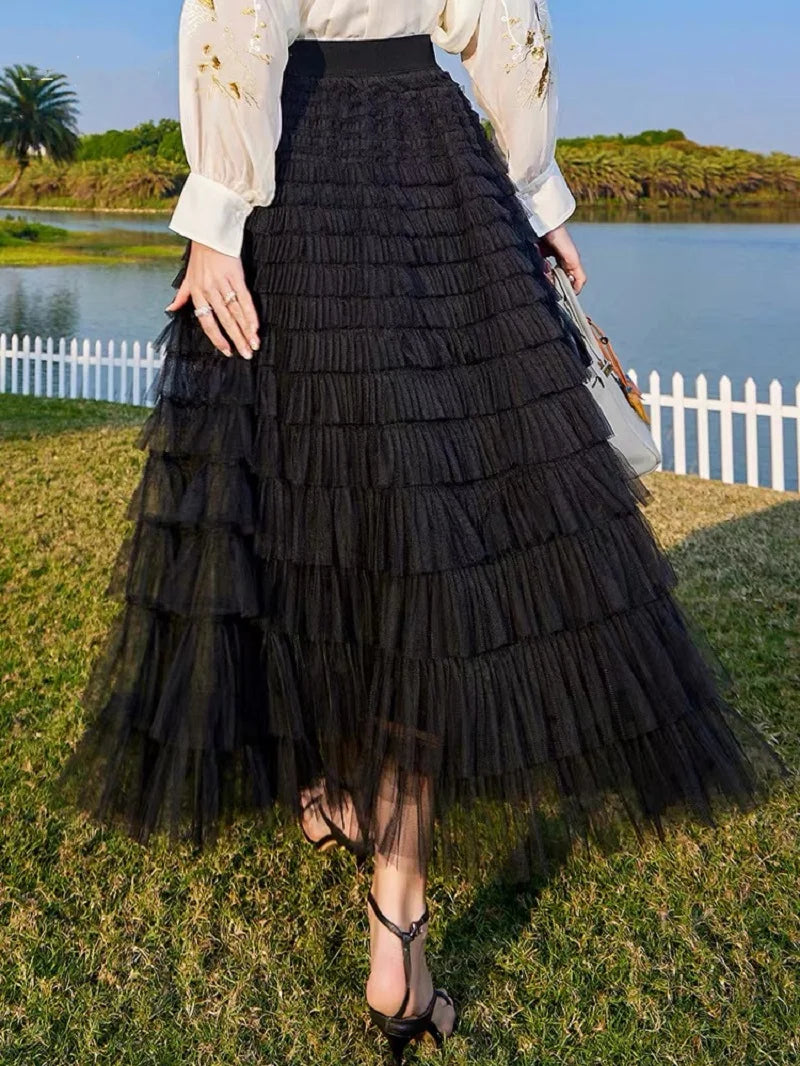 Fluffy Fairy Mesh Layered Ruffle Skirt
