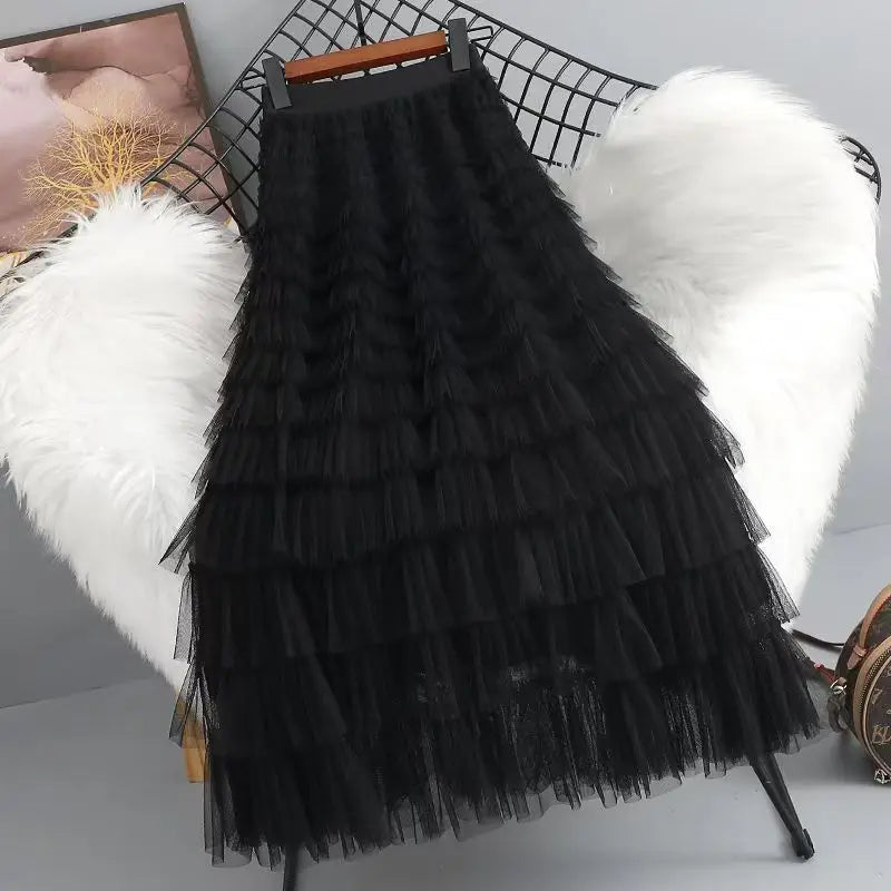Fluffy Fairy Mesh Layered Ruffle Skirt