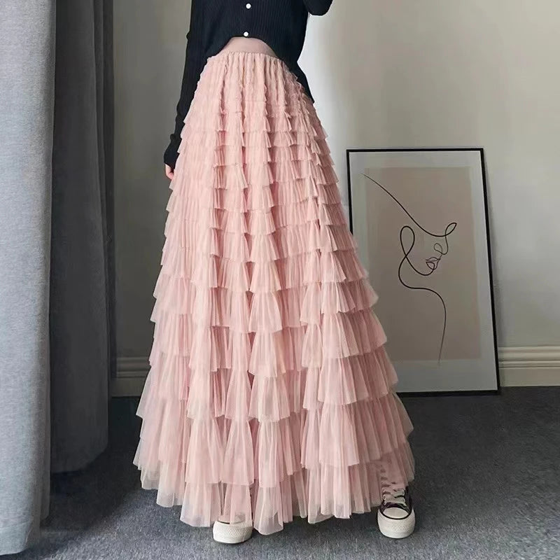 Fluffy Fairy Mesh Layered Ruffle Skirt