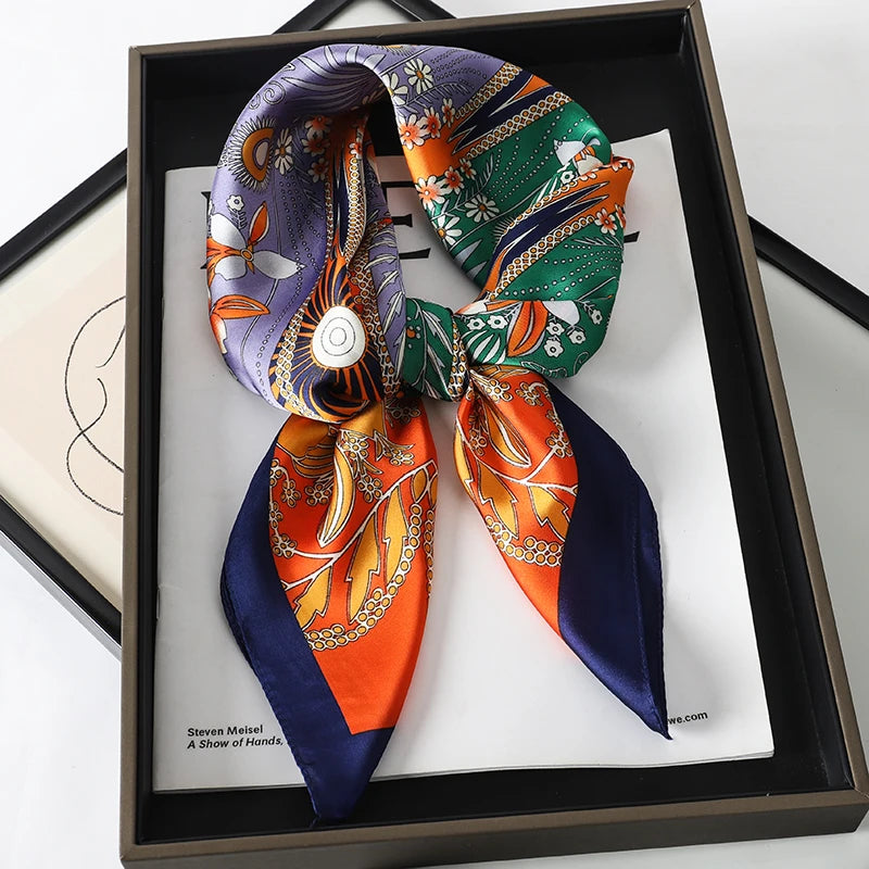 RUNMEIFA Luxury Silk Square Scarf