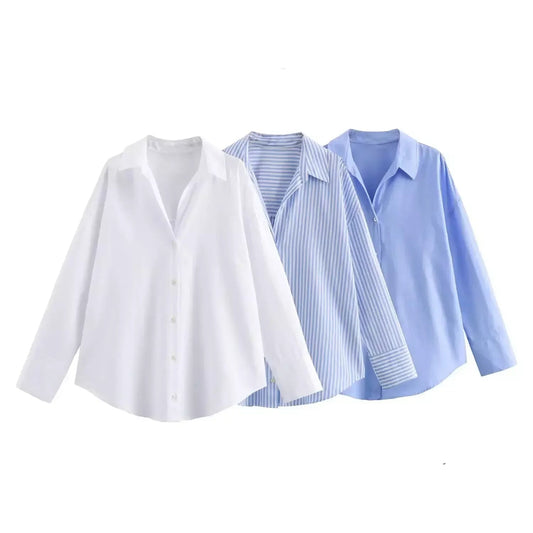 Fashion Long Sleeve Single-breasted Lapel Blouse
