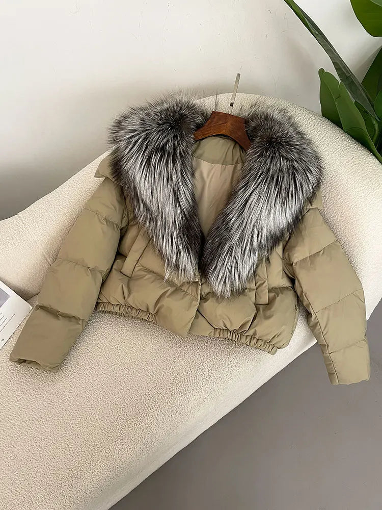 Premium Natural Fox Fur Down Coat