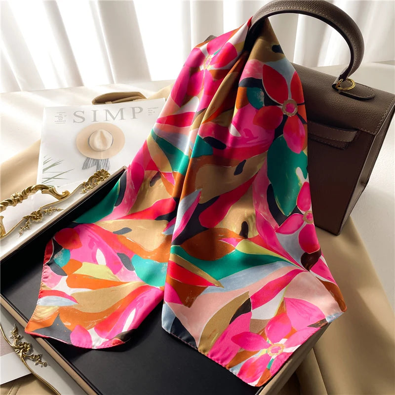Premium Square Silk-Feel Scarf