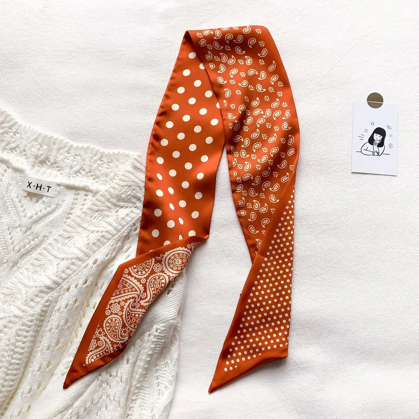 Luxury Silk-Feel Ribbon Scarf