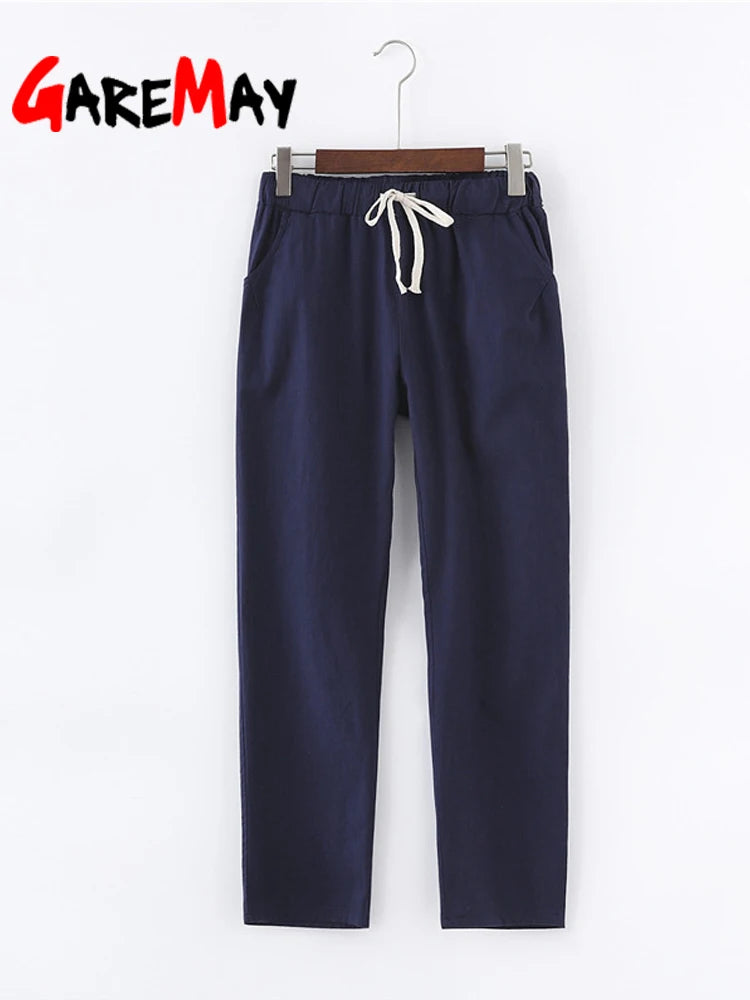 Women's Cotton Linen Ankle Pants