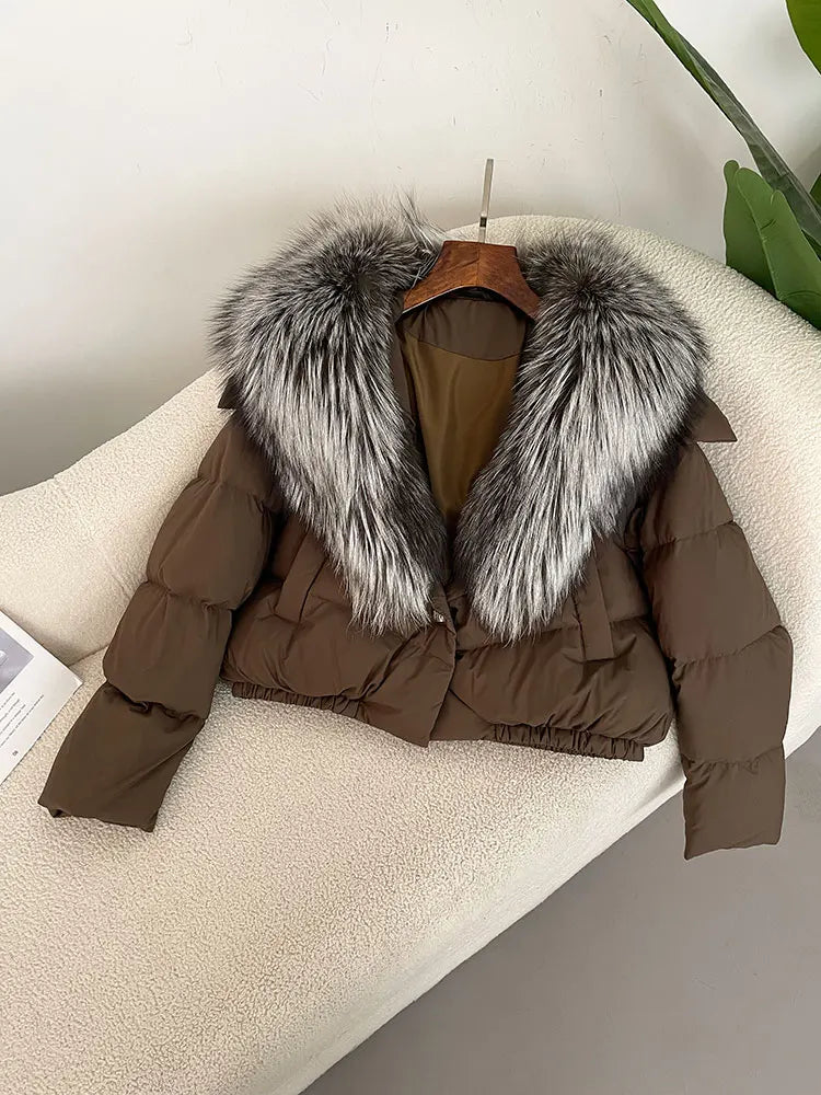 Premium Natural Fox Fur Down Coat
