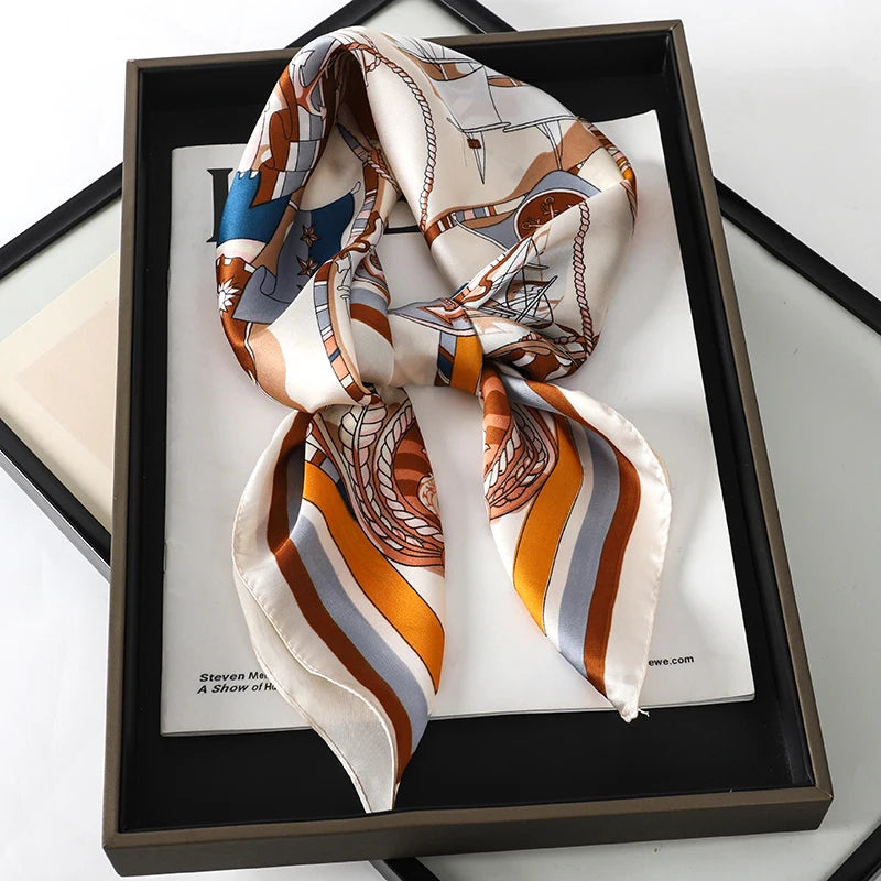 RUNMEIFA Luxury Silk Square Scarf